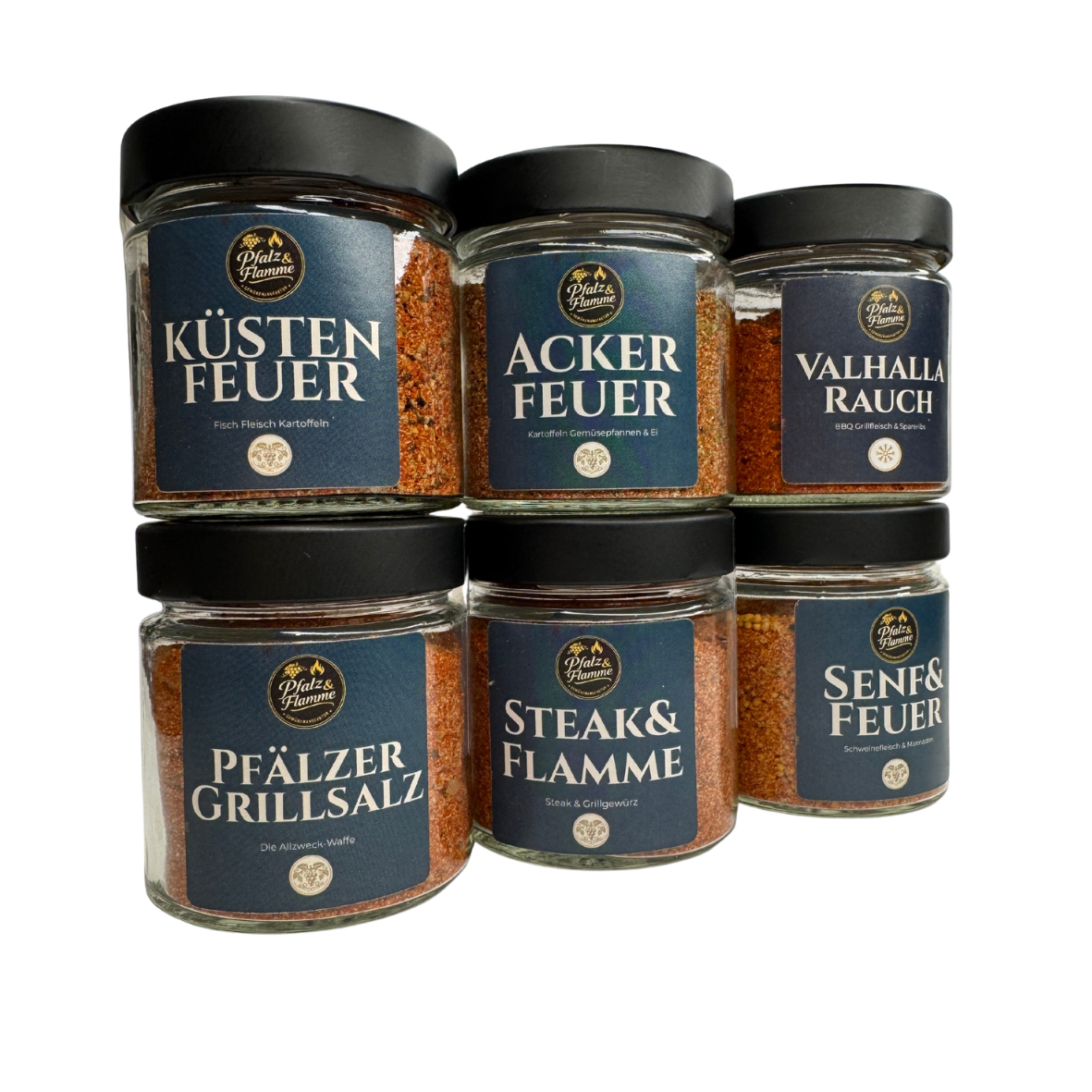 Grill Starter Geschenkset – 6 Gewürze für BBQ, Steak & Küche | Pfalz & Flamme